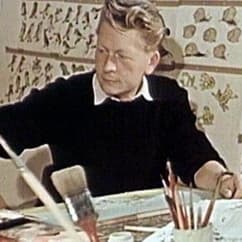 Autor de desene animate în tricou cu dungi