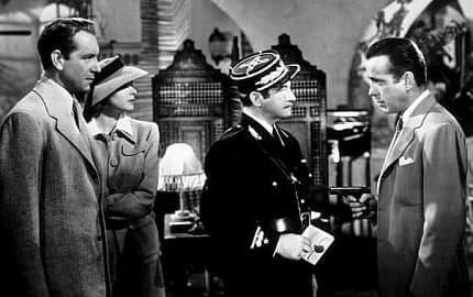 Bogart, Bergman şi Hendreid în Casablanca